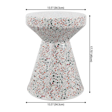 Xenia 17.75" Modern Bohemian Terrazzo Indoor/Outdoor Drum Accent Table - JONATHAN Y